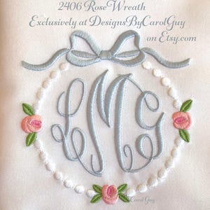 Machine Embroidery Designs, Exclusive Carol Guy Embroidery Designs, 2406 "Rose Wreath", 2 File set, Baby, Girl, Infant, Wreath.