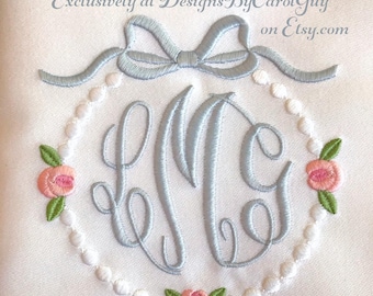 Machine Embroidery Designs, Exclusive Carol Guy Embroidery Designs, 2406 "Rose Wreath", 2 File set, Baby, Girl, Infant, Wreath.