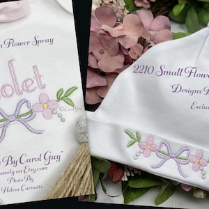 2210 &quot;Flowers Spray&quot; Exclusive Carol Guy Design 2 sizes Baby Girl Infant Digital Embroidery Design