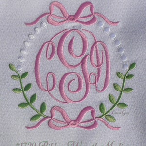 Machine Embroidery Designs / Carol Guy exclusive / 1729 "Ribbon Wreath" two sizes.