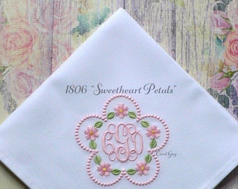 Machine embroidery monogram frame / 1806 "Sweetheart Petals" / Carol Guy / Girl's embroidery.