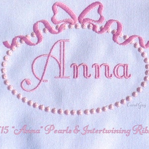 Machine Embroidery Monogram Frame / 1715 "Pearls & Intertwining Ribbon" / Girl's Embroidery /  Carol Guy Exclusive Digital File / Girl