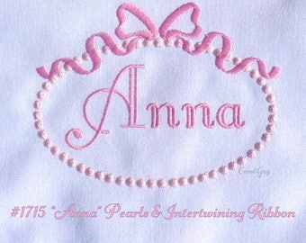 Machine Embroidery Monogram Frame / 1715 "Pearls & Intertwining Ribbon" / Girl's Embroidery /  Carol Guy Exclusive Digital File / Girl
