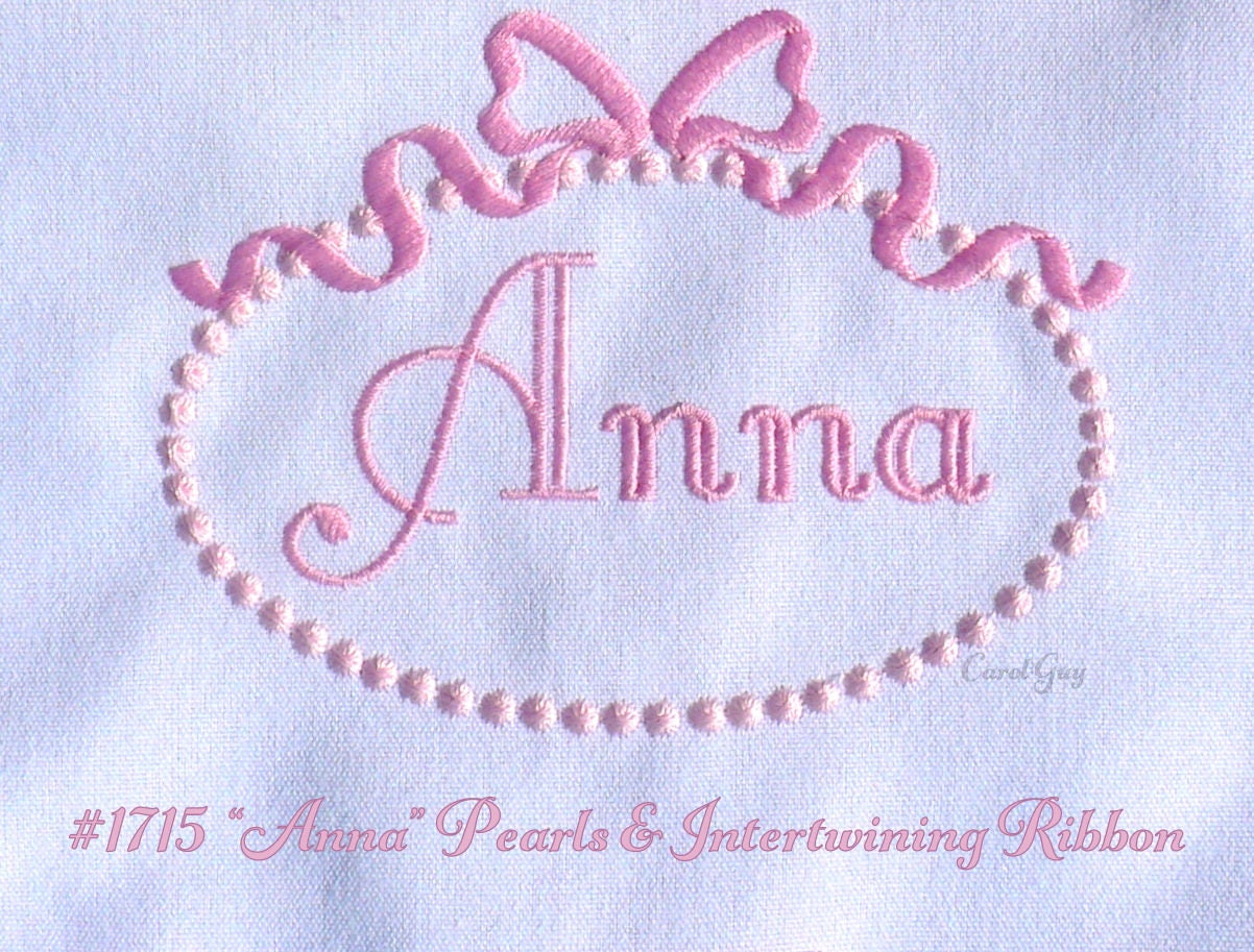 Machine Embroidery Monogram Frame / 1715 pearls & Etsy