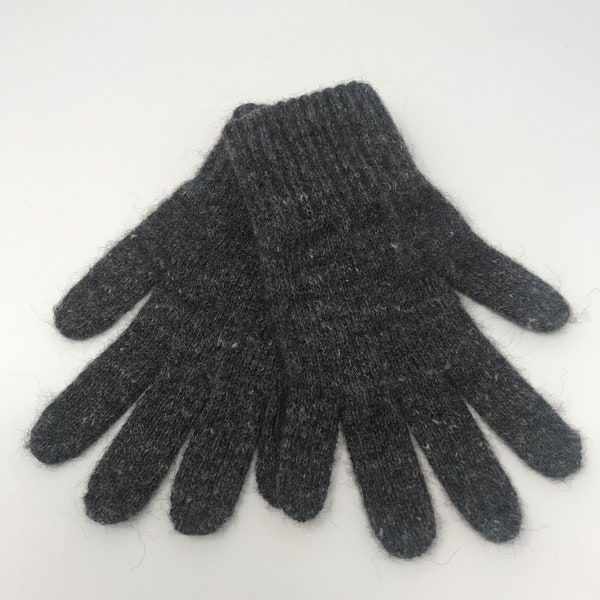 Alpaca Gloves, Dark Gray Alpaca Gloves, Winter Gloves, Warm and Soft Knit Alpaca Gloves, Gift Idea