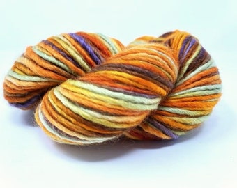 Suri Alpaca and Wool Blend Single Ply Yarn, Fall Stripes, Aran Weight Chunky Yarn, Alpaca Yarn for Knitting, Crochet, Weaving