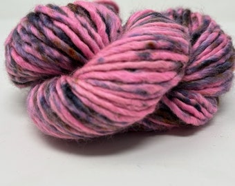 Suri Alpaca and Wool Blend Single Ply Yarn, 95 yards, Pink and Speckles, Aran Weight Chunky Yarn, Alpaca Yarn for Knitting, Crochet