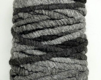 Alpaca Rug Yarn, Grey Variegated Alpaca Core Spun Yarn for Weaving, Pegloom Rug Yarn, Big Needle Knitting Yarn, Crochet or Crafting Yarn