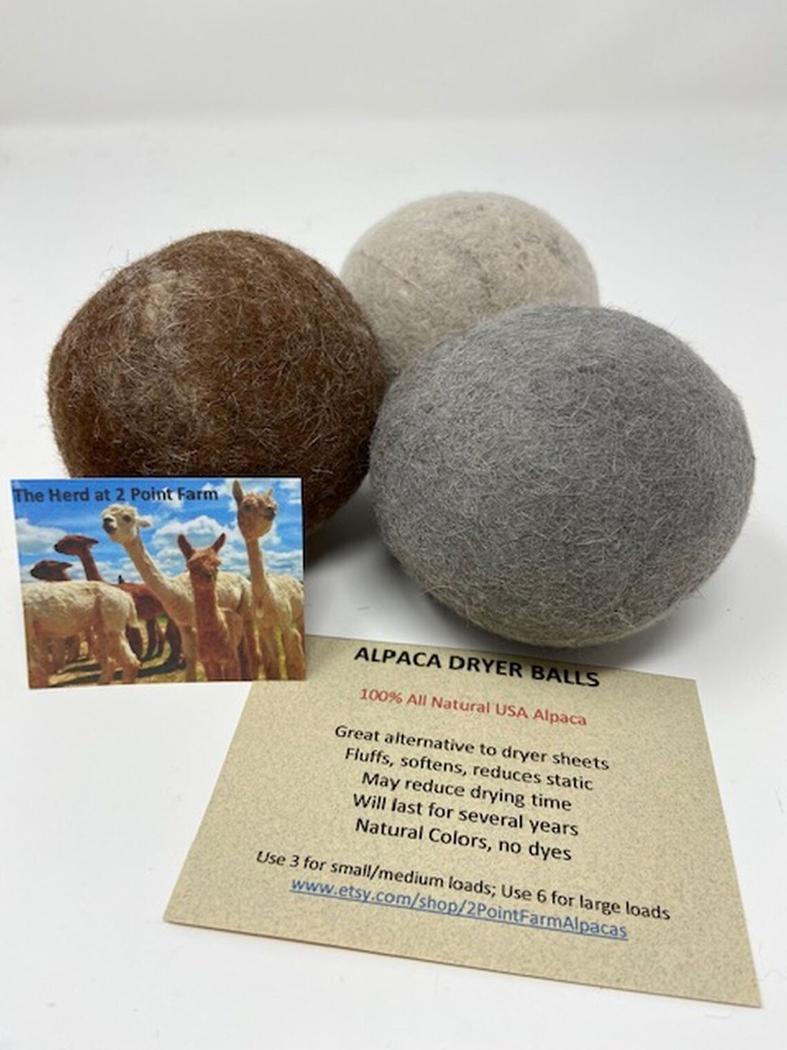 Alpaca Dryer Balls Natural Fiber Laundry Balls Set of 3 Etsy