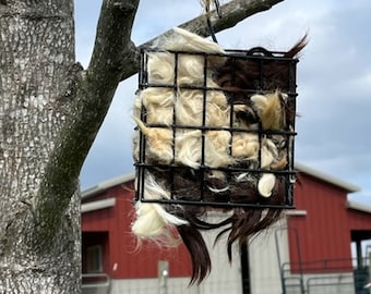 Alpaca Bird Nesting Kit: Fiber & Wire Cage, Bird Lover Gift