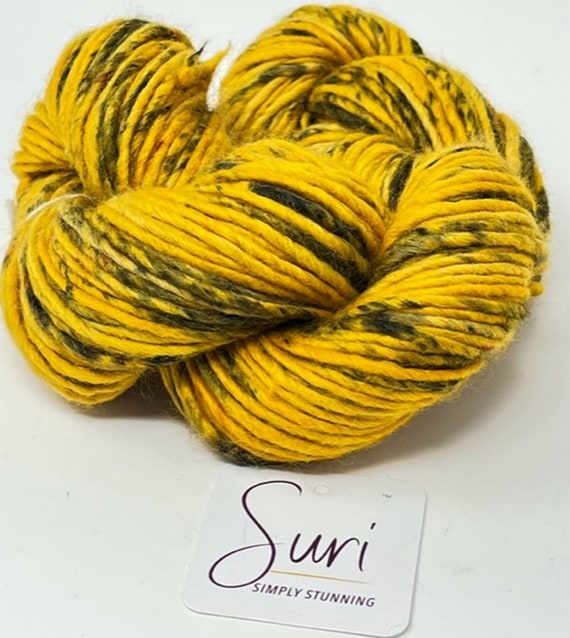 Suri Alpaca Wool Blend Single Ply Yarn 120 Yards, Yellow With Black  Streaks. Chunky Yarn, Alpaca Yarn for Knitting, Crochet, Weaving 