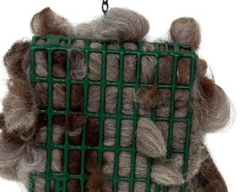 Fluffy Alpaca Bird Nesting Kit: Fiber & Wire Cage, Bird Lover Gift
