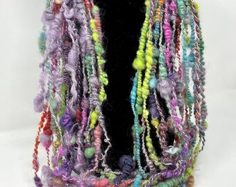 Art Yarn Necklace, Multi-Strand Fiber Arts Necklace, Multi-Color Necklace, Gift for Her