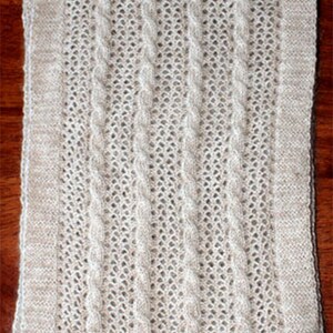 Alpaca Scarf, Cable and Lace Knit Scarf, Dressy Alpaca Scarf, Soft Alpaca Scarf, Gift for Woman White