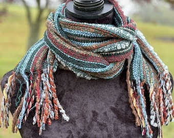 Textured Hand Woven Boho Style Alpaca Scarf