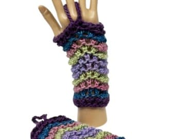 Guantes de alpaca tipo guantelete: colores alegres y vibrantes, tejidos a mano.