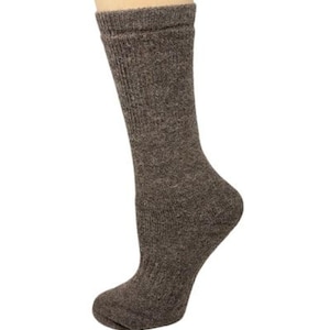 Heathered Brown 96% Alpaca Socks - USA Made Warm Socks