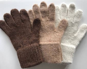 Knit Alpaca Winter Gloves: Warm Soft Gloves, One Pair