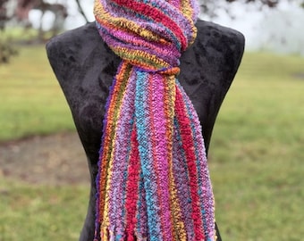 Textured Hand Woven Alpaca Scarf in Vibrant Colors
