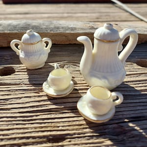 Mini Porcelain Tea Set - Doll House Tea Set - Miniature House Set - Playing House Tea Set - Afternoon Tea - Child&#39;s Collectible Mini Tea Set