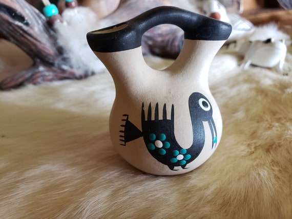 Vintage Native American Wedding Mini Vase Signed Kopa Ds