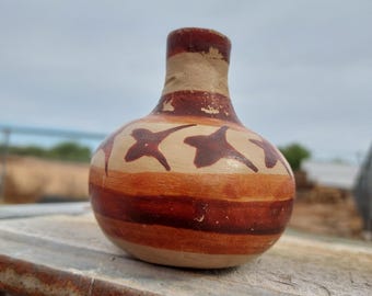 Vintage Mexican Pottery Vase - Mini Vase - Fun Decorative Hand Crafted - Hand Painted - Artist Unknown