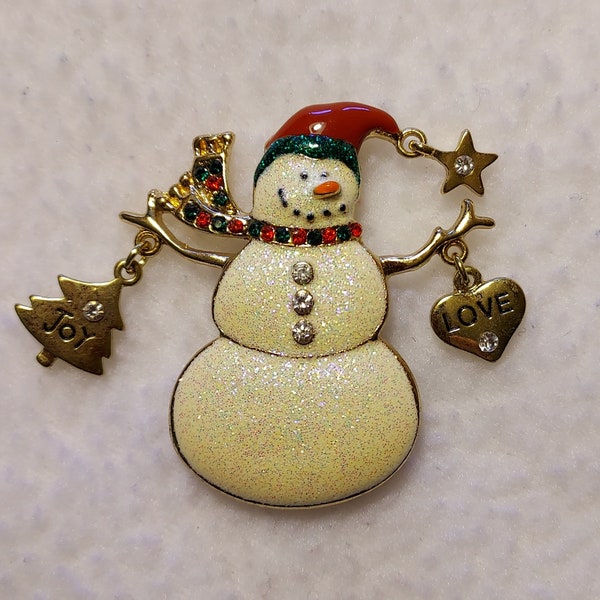 Antique Christmas Brooches - Christmas Season Jewelry - Holiday Pins - Snowman Or Christmas Tree - Costume Jewelry - Holiday Season
