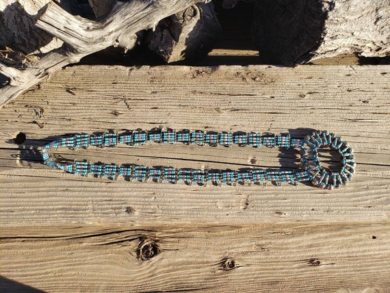 Navajo Bead And Safety Pin Turquoise Squash Bloss… - image 3