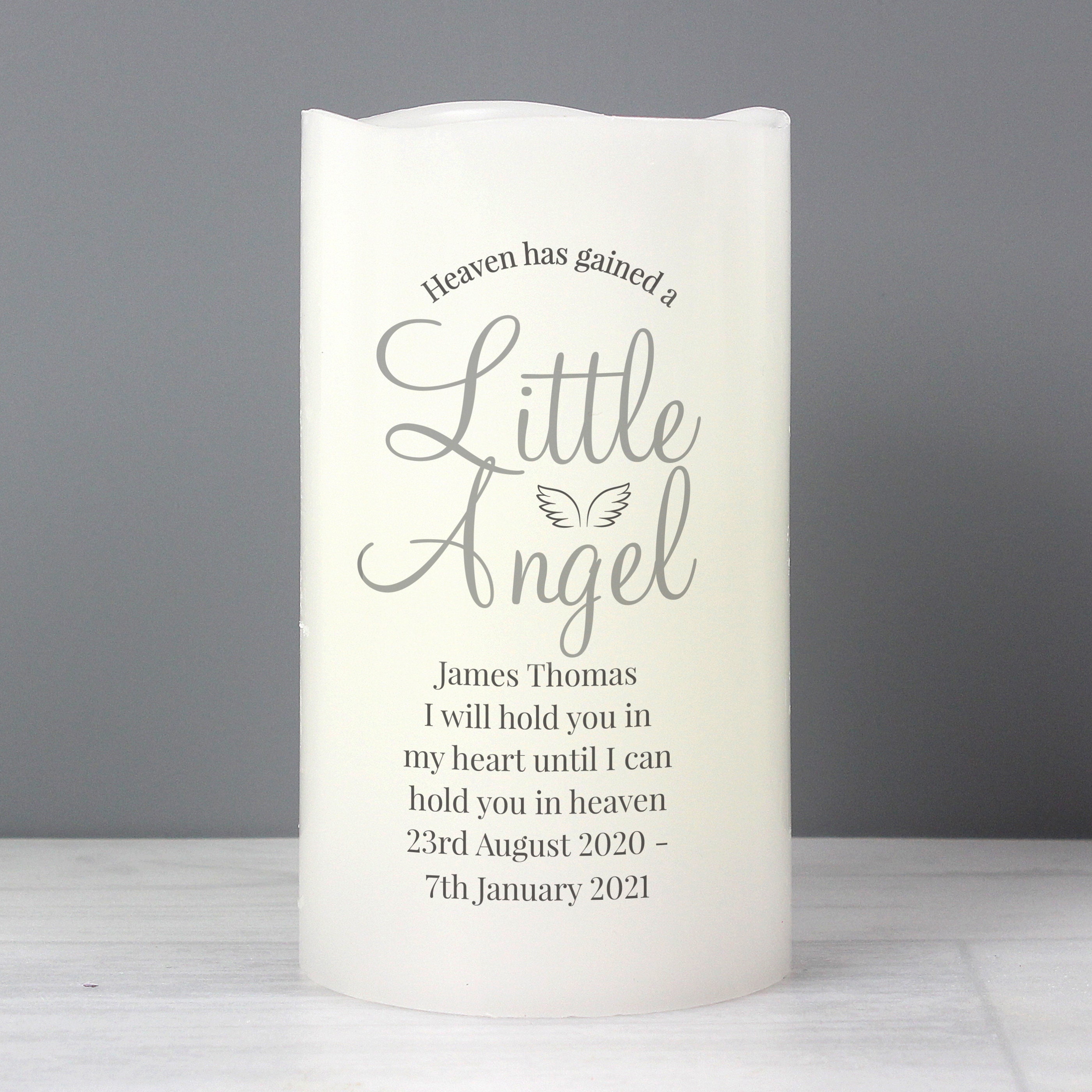 Personalised Little Angel LED Candle Memory candle Infant Etsy