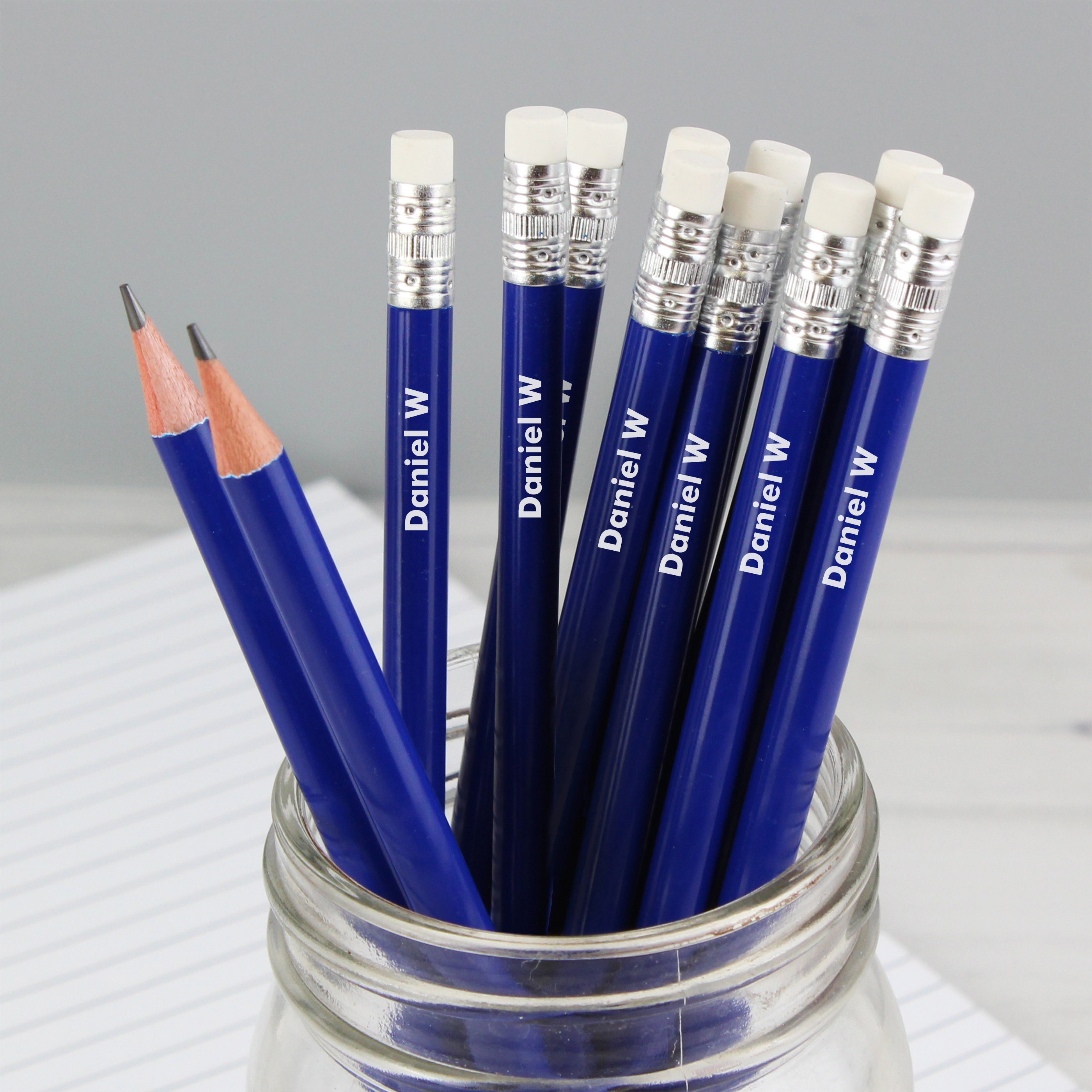 Personalised Pack of 12 Blue Pencils Etsy