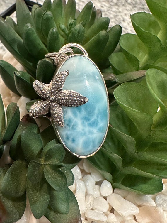 Larimar Pendant: Handmade Sterling Silver Starfish Necklace