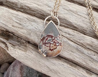 Pendentif en argent sterling avec rhyolite dendritique de Sonora