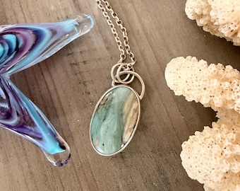 Gary green Jasper sterling silver pendant
