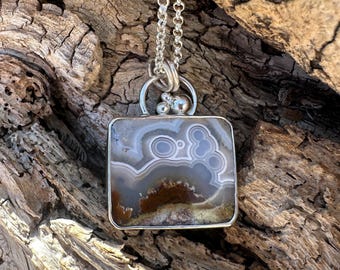 scenic moss agate Sterling silver pendant