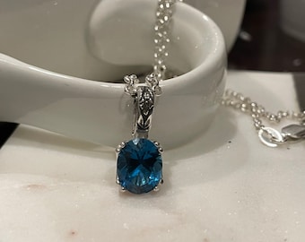 London or Swiss blue topaz pendant
