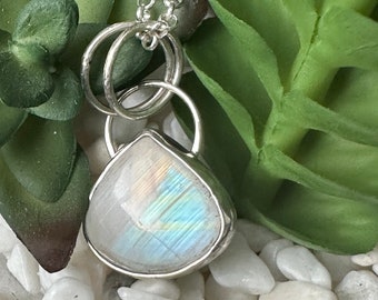 Rainbow moonstone pendant