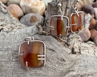 Montana agate pendant and earrings