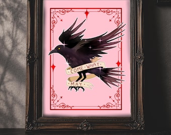 Come What May Gothic Crow Print