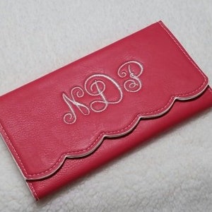 Cartera de mujer con monograma, cartera de piel sintética, regalo de Navidad para dama