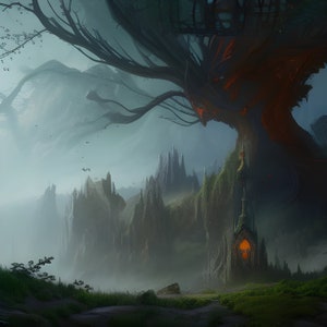 Gruselige Fantasy Wald Landschaft Lage Bilder JPG Digital Download Set 4 Clip Art