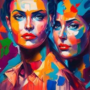Sterke vrouwen superheld koningin krijger vrouw stripboek aquarel olieverf stijl clip art afbeelding set van 4 digitale download 3000x2000px PNG