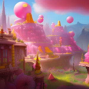 Pink Lemonade Party Cute Fancy Fantasy World Future Elf Gnome Town Home Clip Art Photo Image Digital Download 8000x8000px JPG