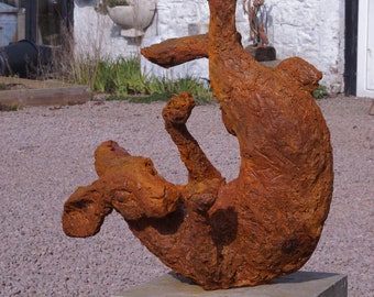 Hare Garden Sculpture (Topsy Turvy Hare) Iron Resin by Christine Baxter