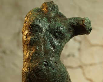 Spanische Danser Torso Studie, Grünspan Patina, Figur, Skulptur von Christine Baxter