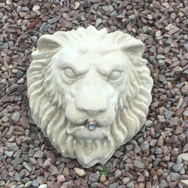 Lion Mask Fountain, Stone Sculpture by Christine Baxter