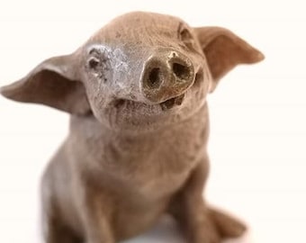 Piglet, Bronze Miniature Babe The Pig Sculpture figurine Collectable by Christine Baxter