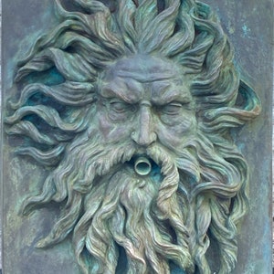 Neptune Water Feature in Bronze resin with Verdigris patina by Christine Baxter