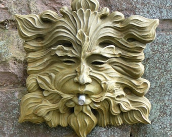Green Man Water Feature Stone Cast by Christine Baxter