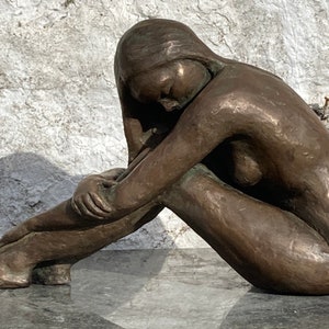 Wood Nymph Sculpture Dark Bronze Resin Garden Sculpture by Christine Baxter