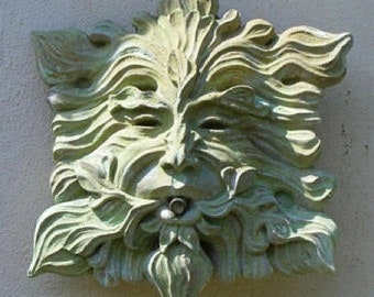 Green Man Water Feature Stone Cast by Christine Baxter